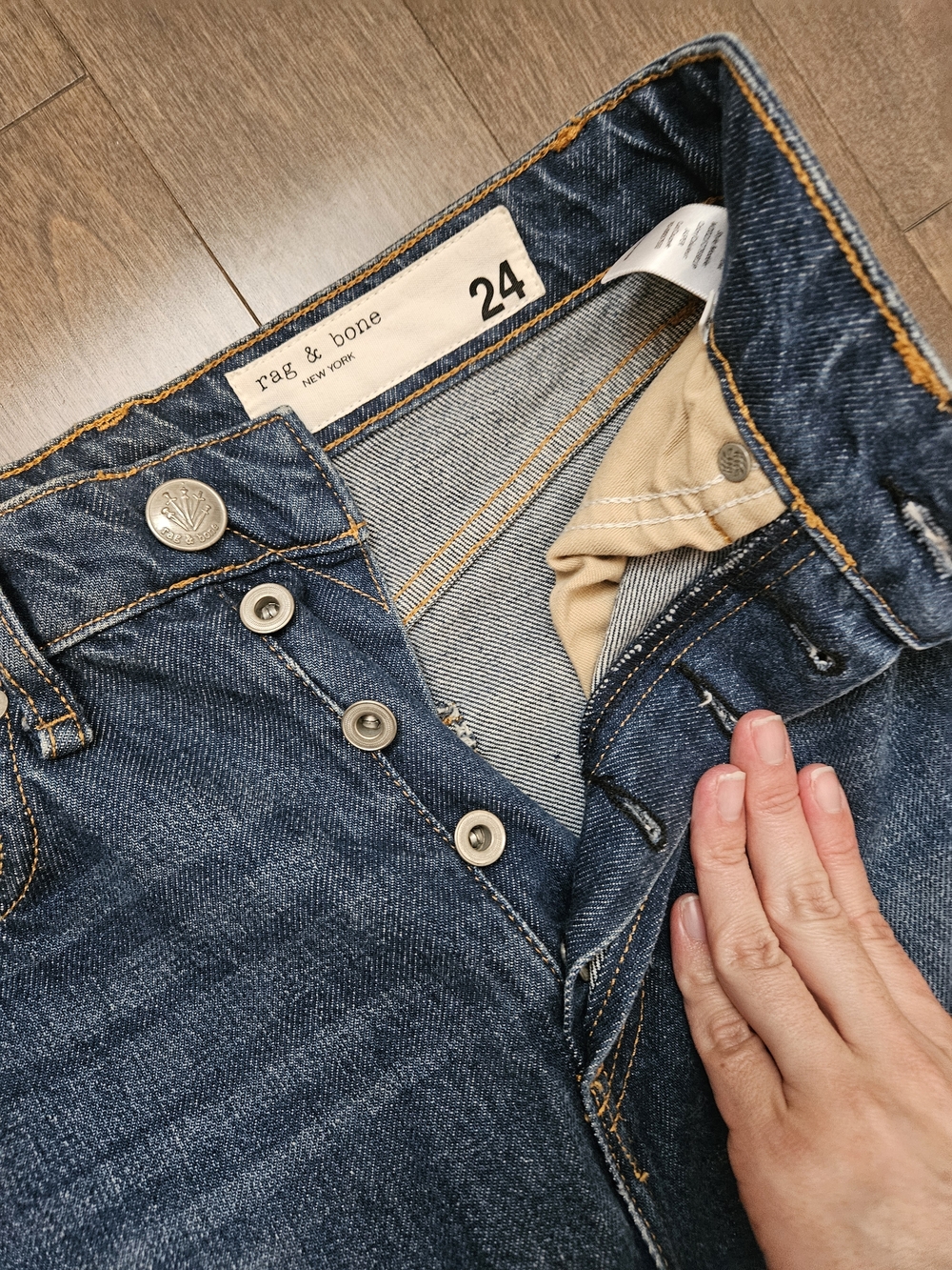 rag & bone Indigo Button-Fly Jeans